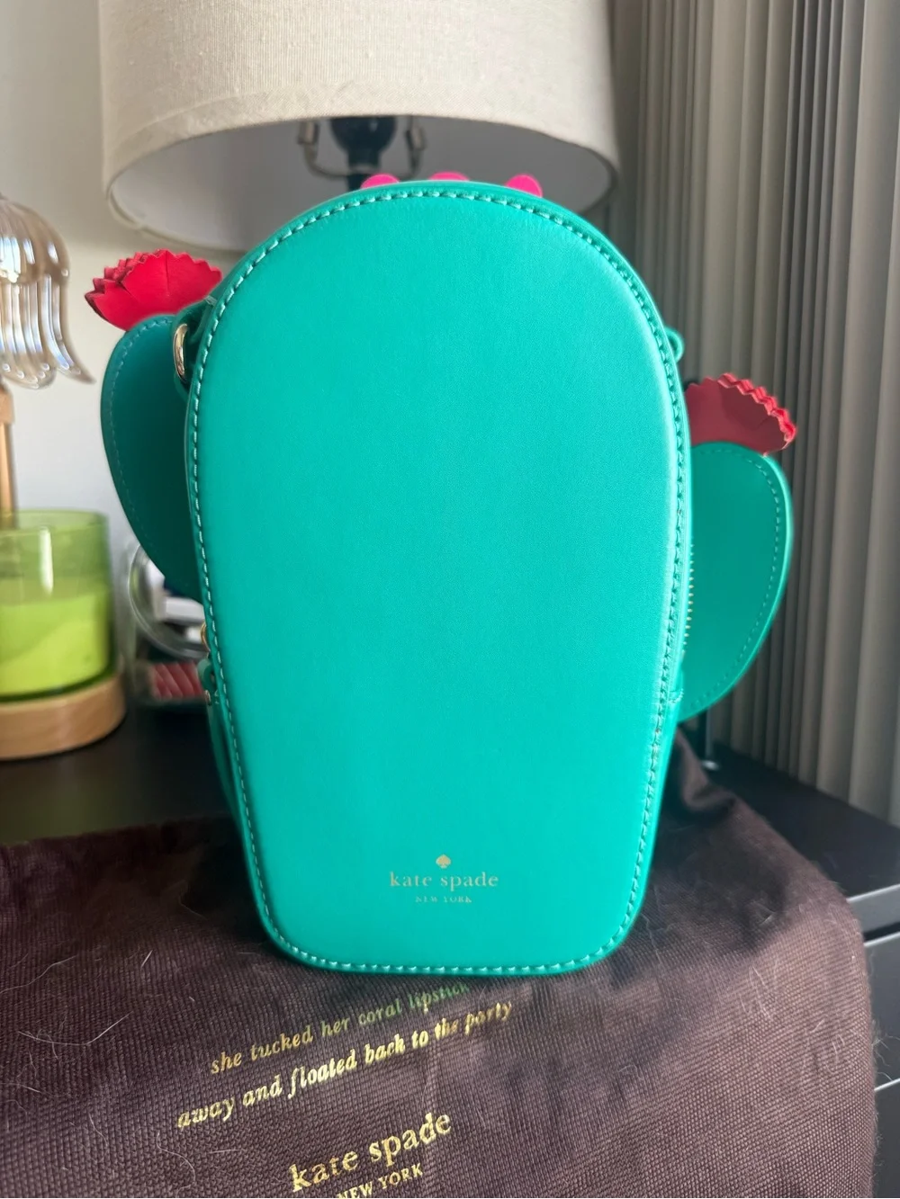 kate spade Turquoise Cactus Crossbody with Hot Pink Flower
